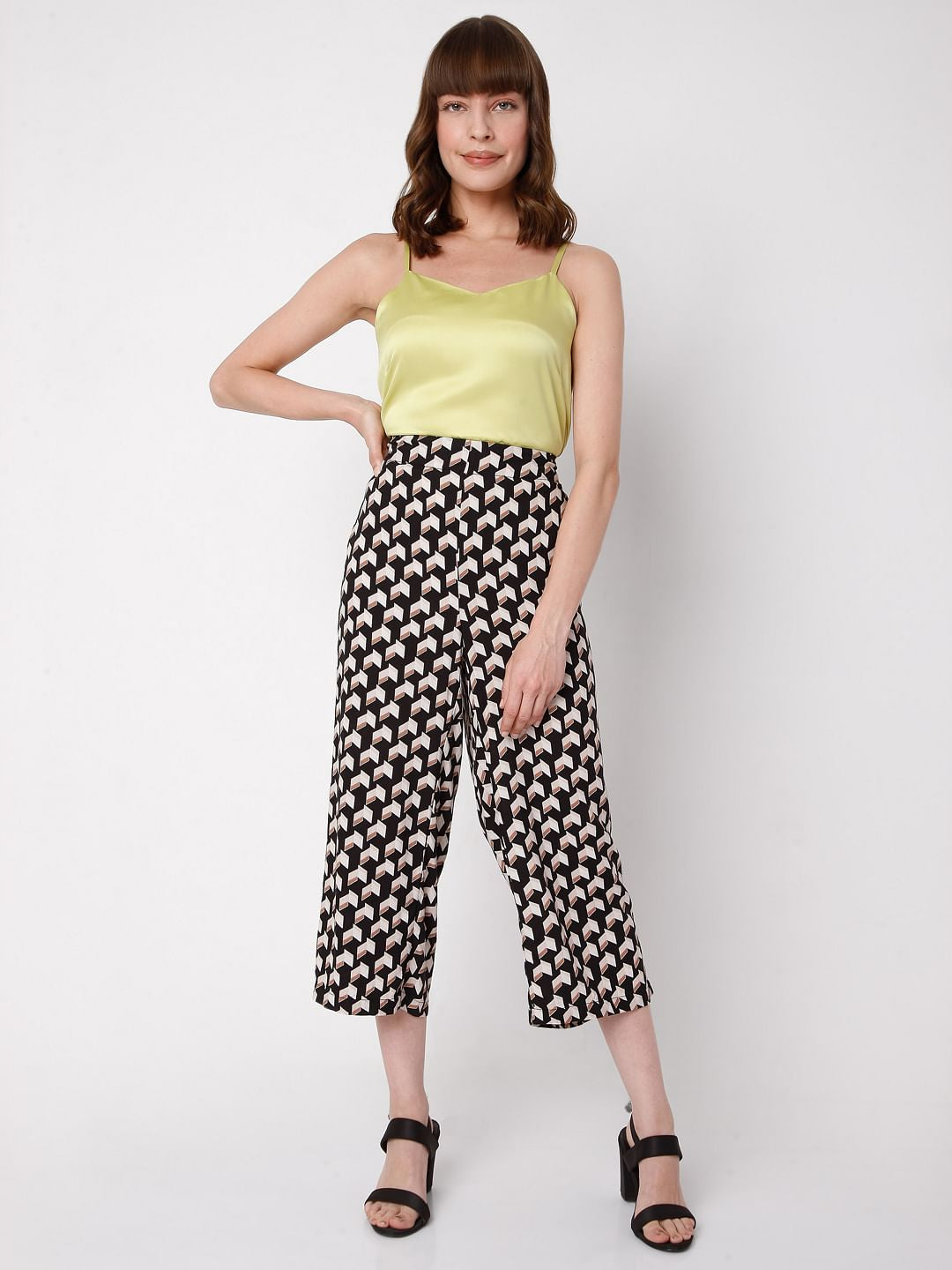Black Printed Co-Ord Set Culottes