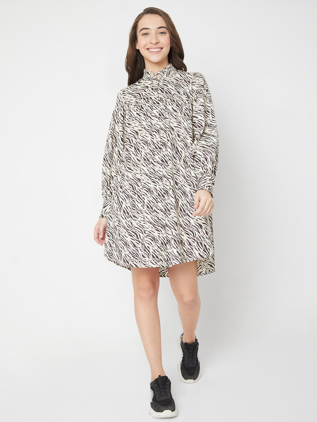 Beige Animal Print Shift Dress