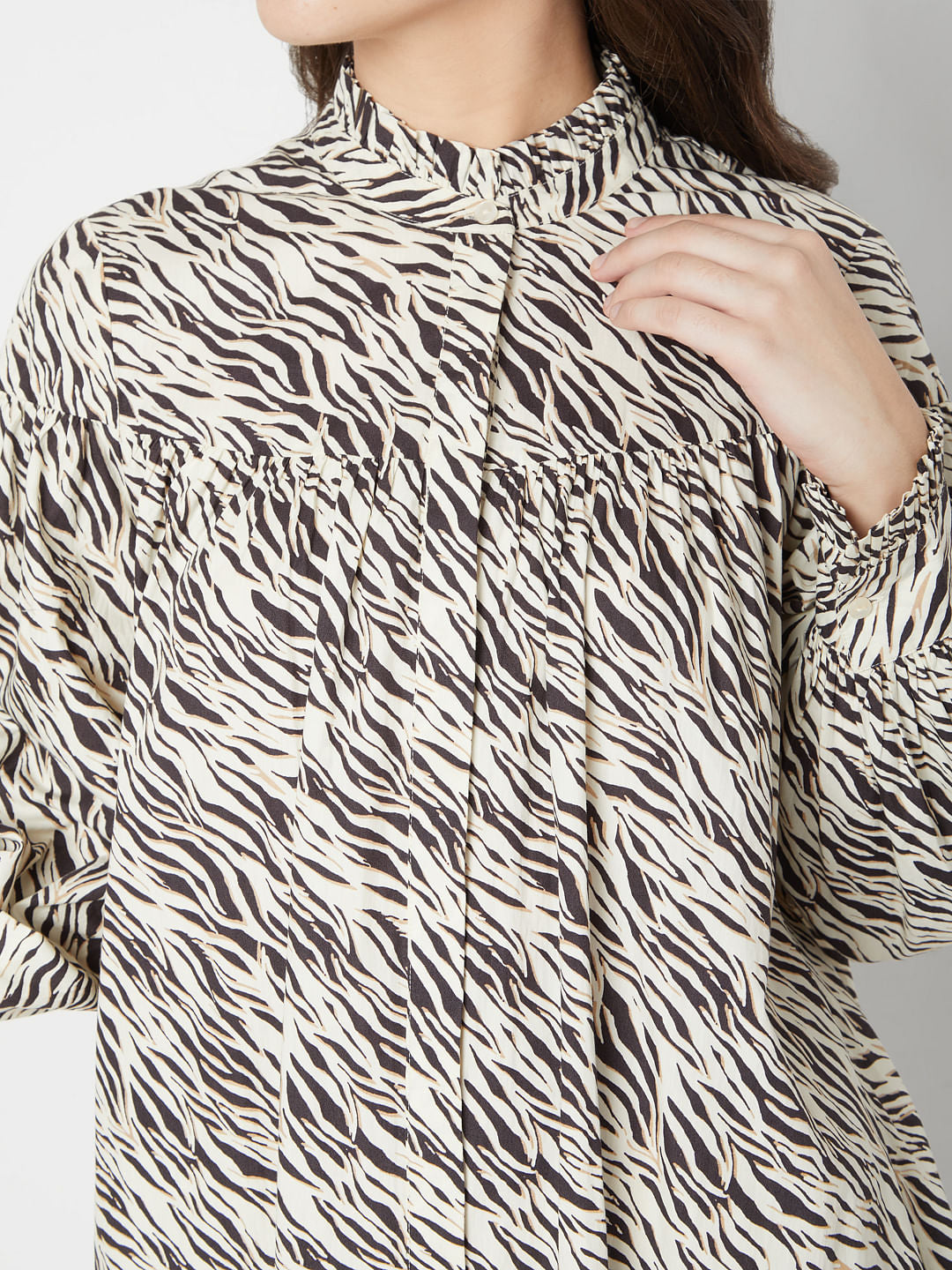 Beige Animal Print Shift Dress