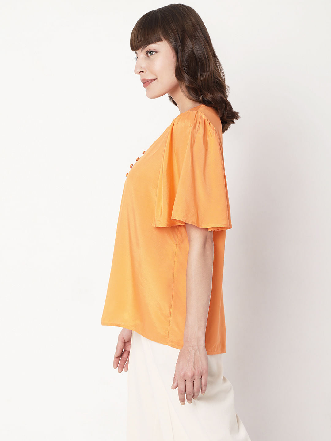 Orange Flared Sleeves Top