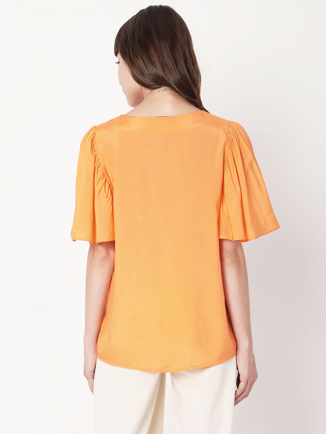 Orange Flared Sleeves Top
