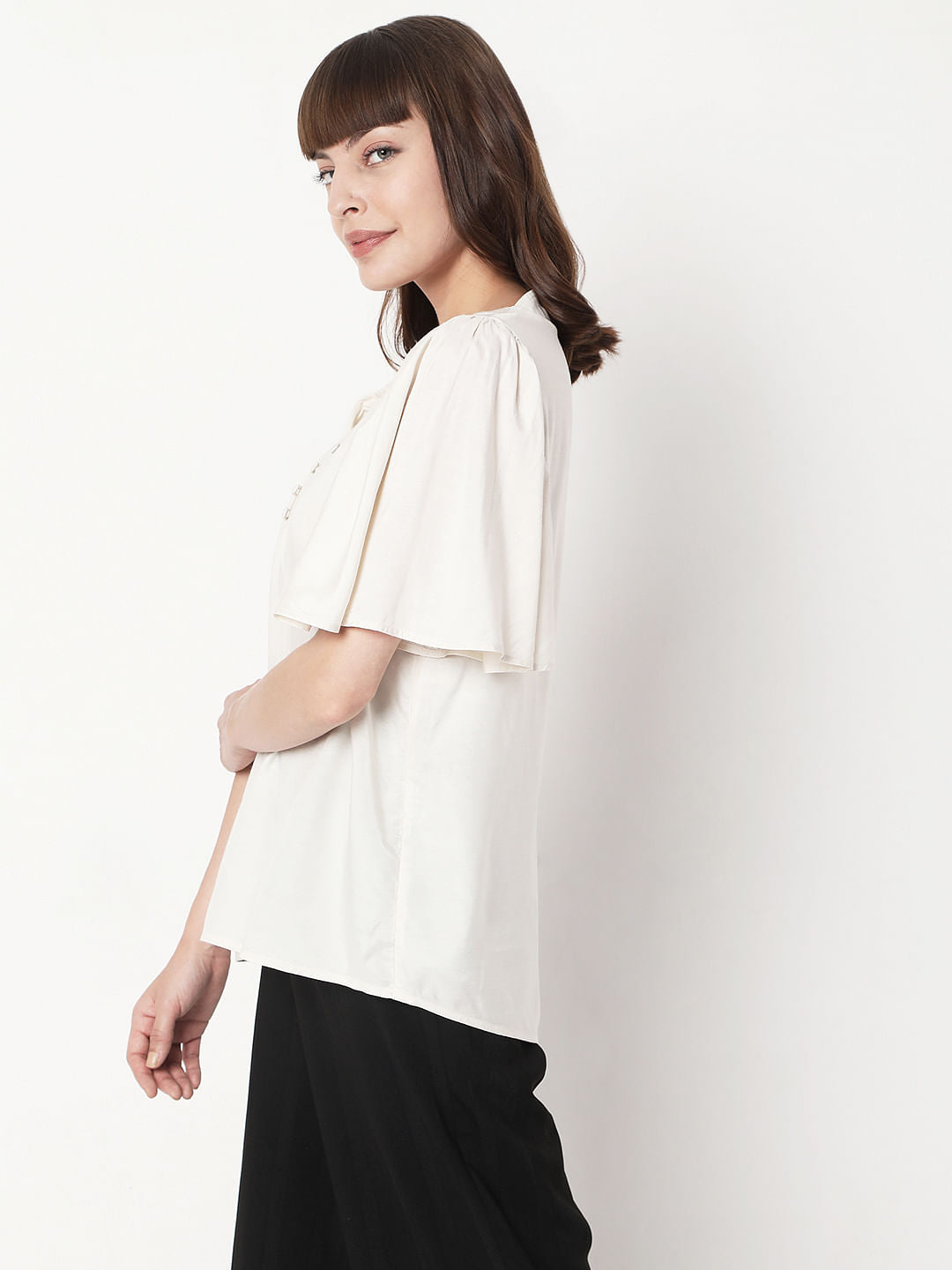 Beige Flared Sleeves Top