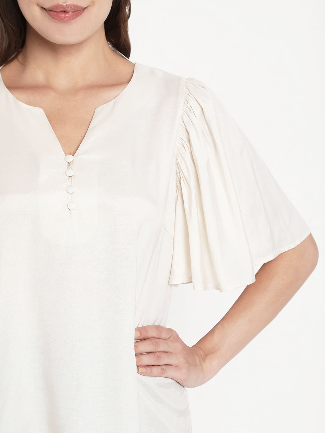 Beige Flared Sleeves Top