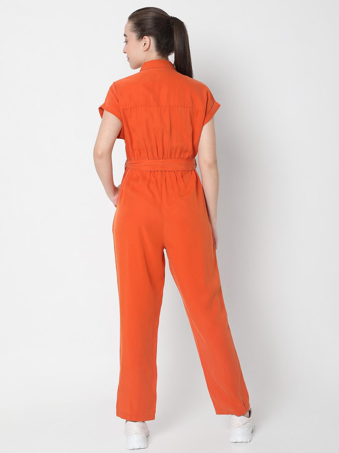 Orange Denim Jumpsuit