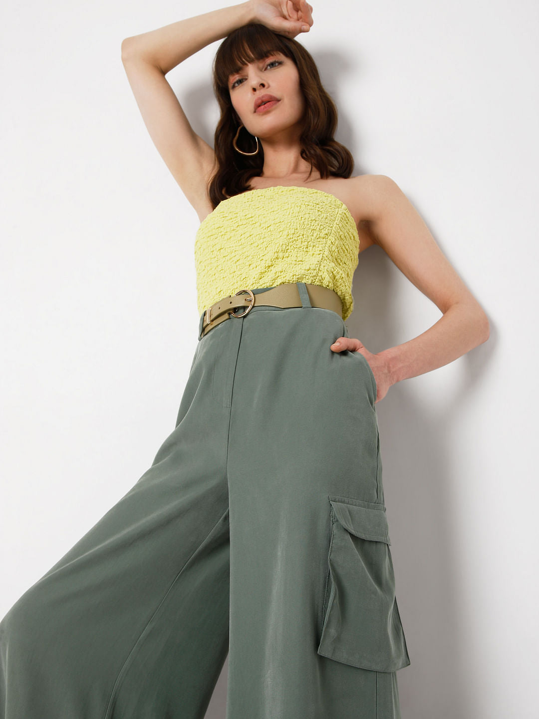 Green Wide Leg Utility Pants