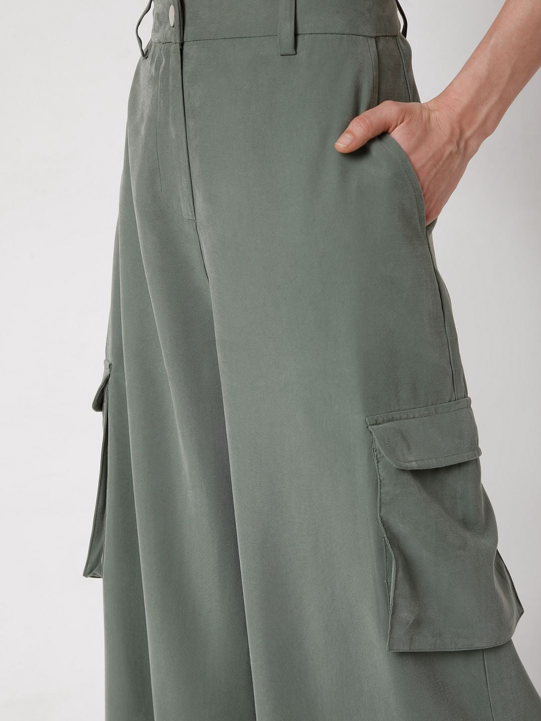 Green Wide Leg Utility Pants