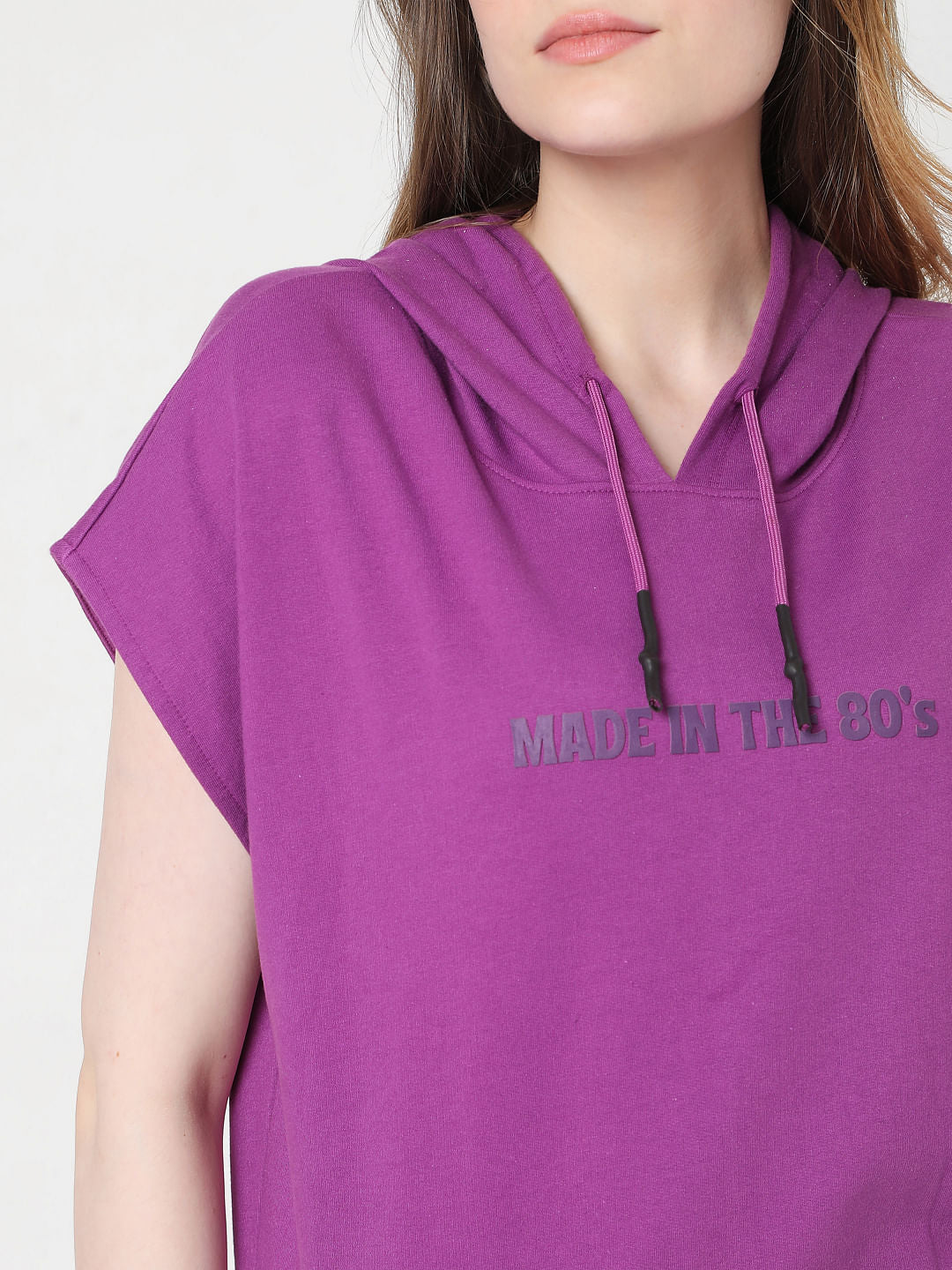 Purple Short Sleeves Sweatshirt
