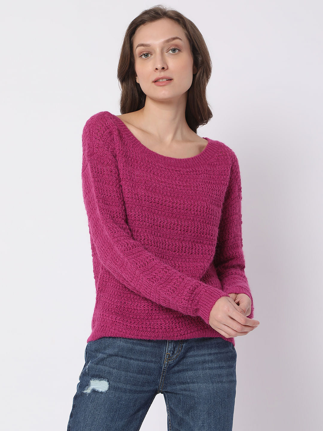 Pink Textured Sweater