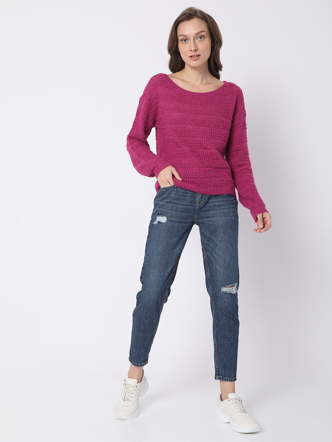 Pink Textured Sweater