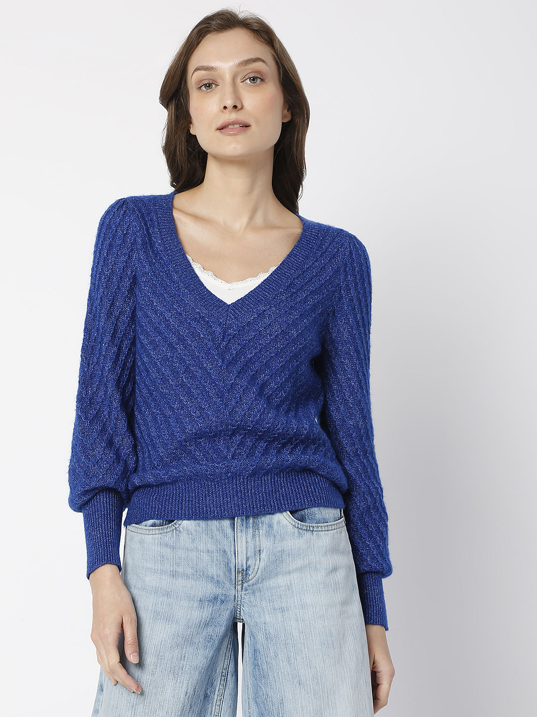 Blue V-Neck Sweater