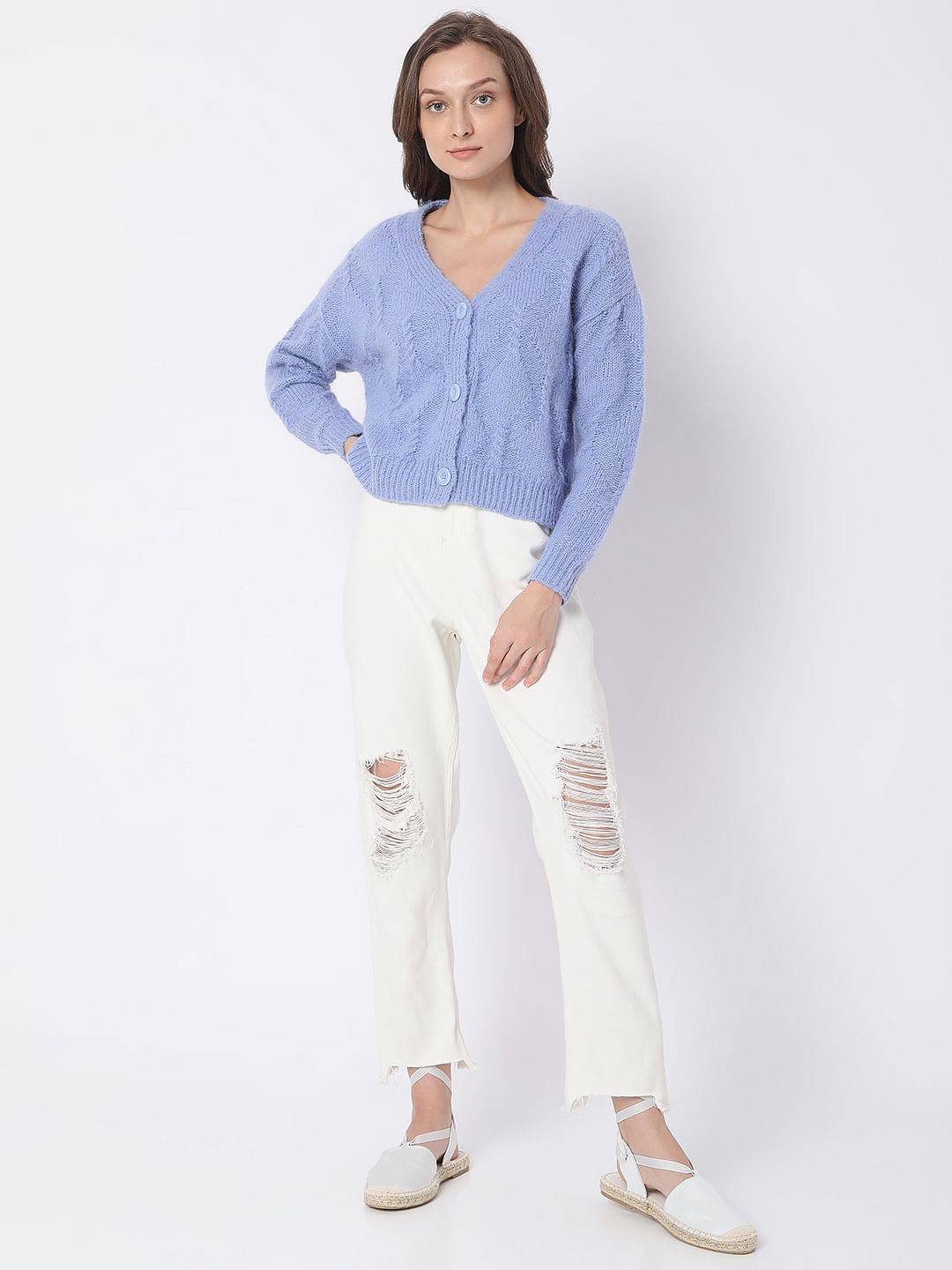 Blue Front Open Cardigan