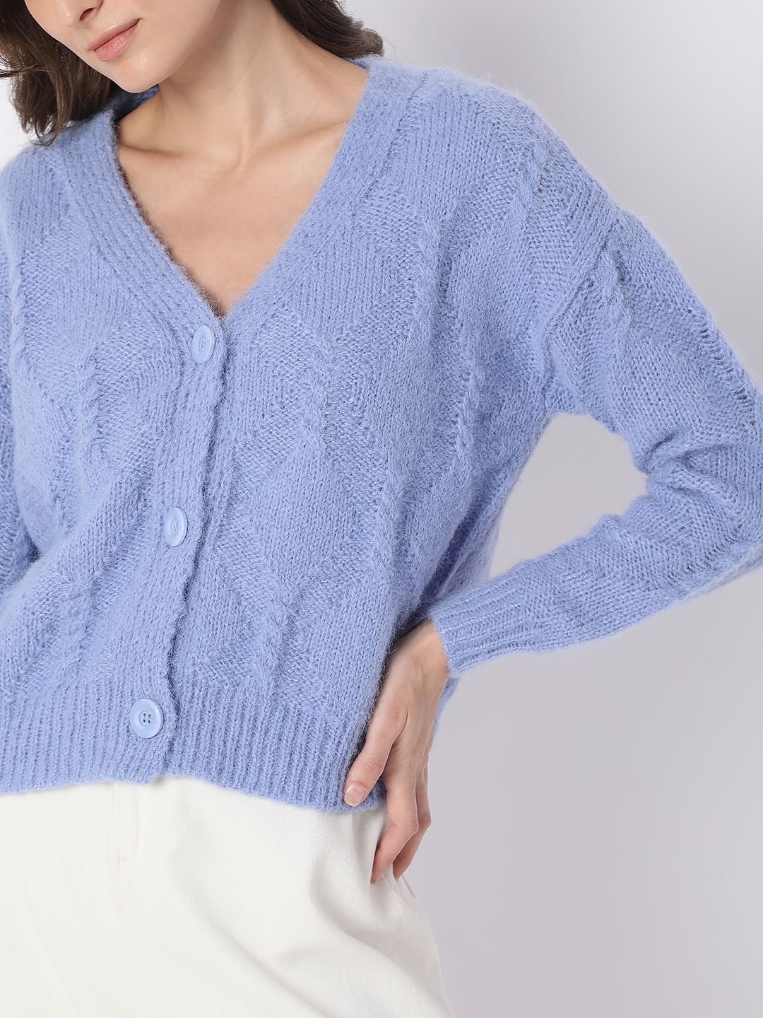 Blue Front Open Cardigan