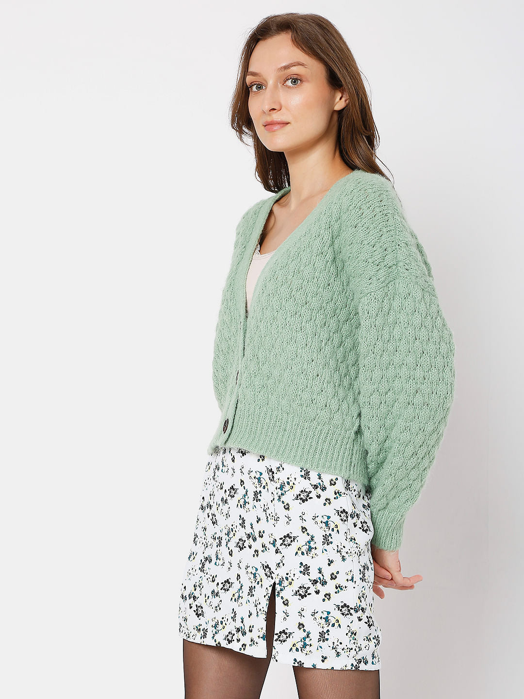 Green Drop Shoulder Cardigan