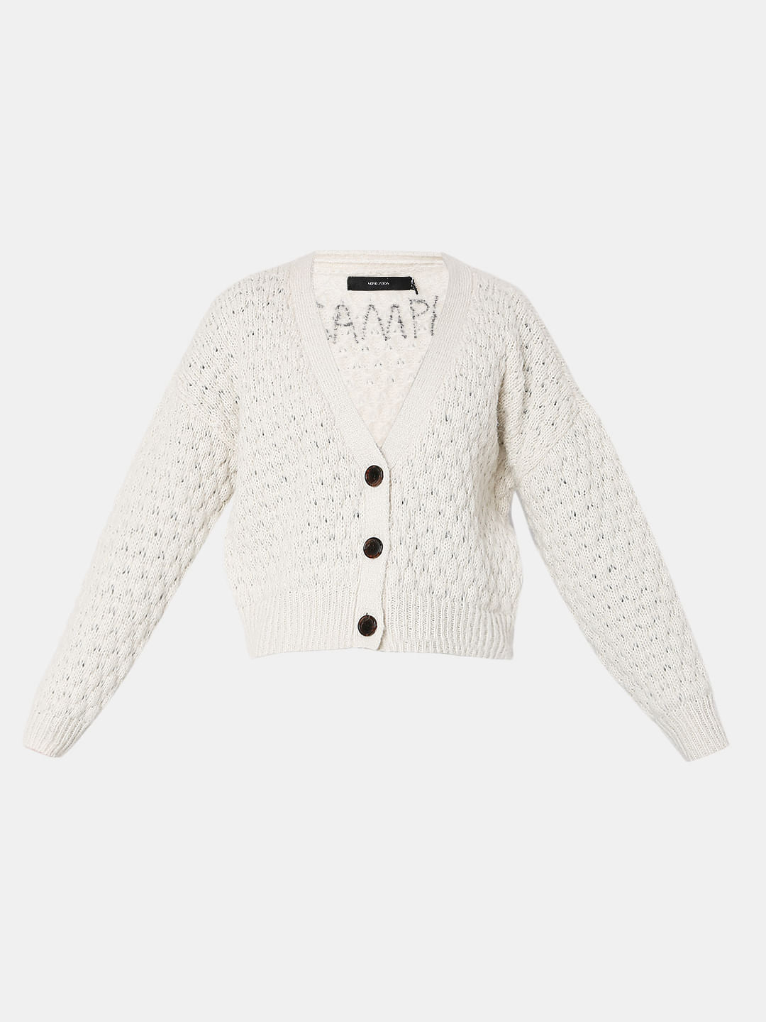 Beige Drop Shoulder Cardigan