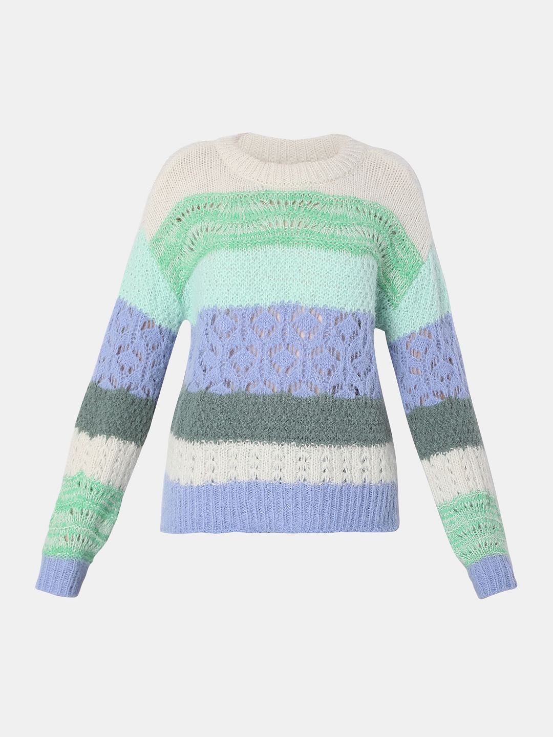 Beige Colourblocked Sweater