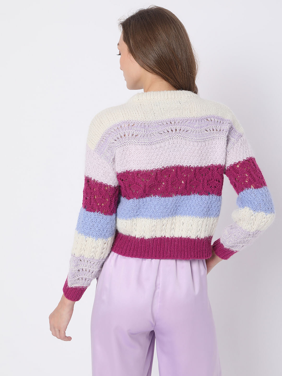 Purple Colourblocked Sweater