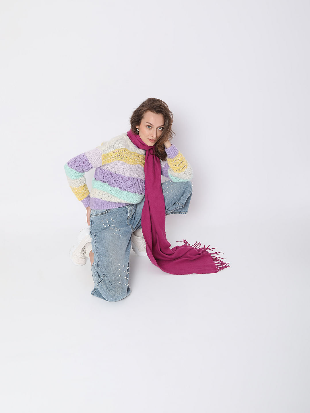 Yellow Colourblocked Sweater