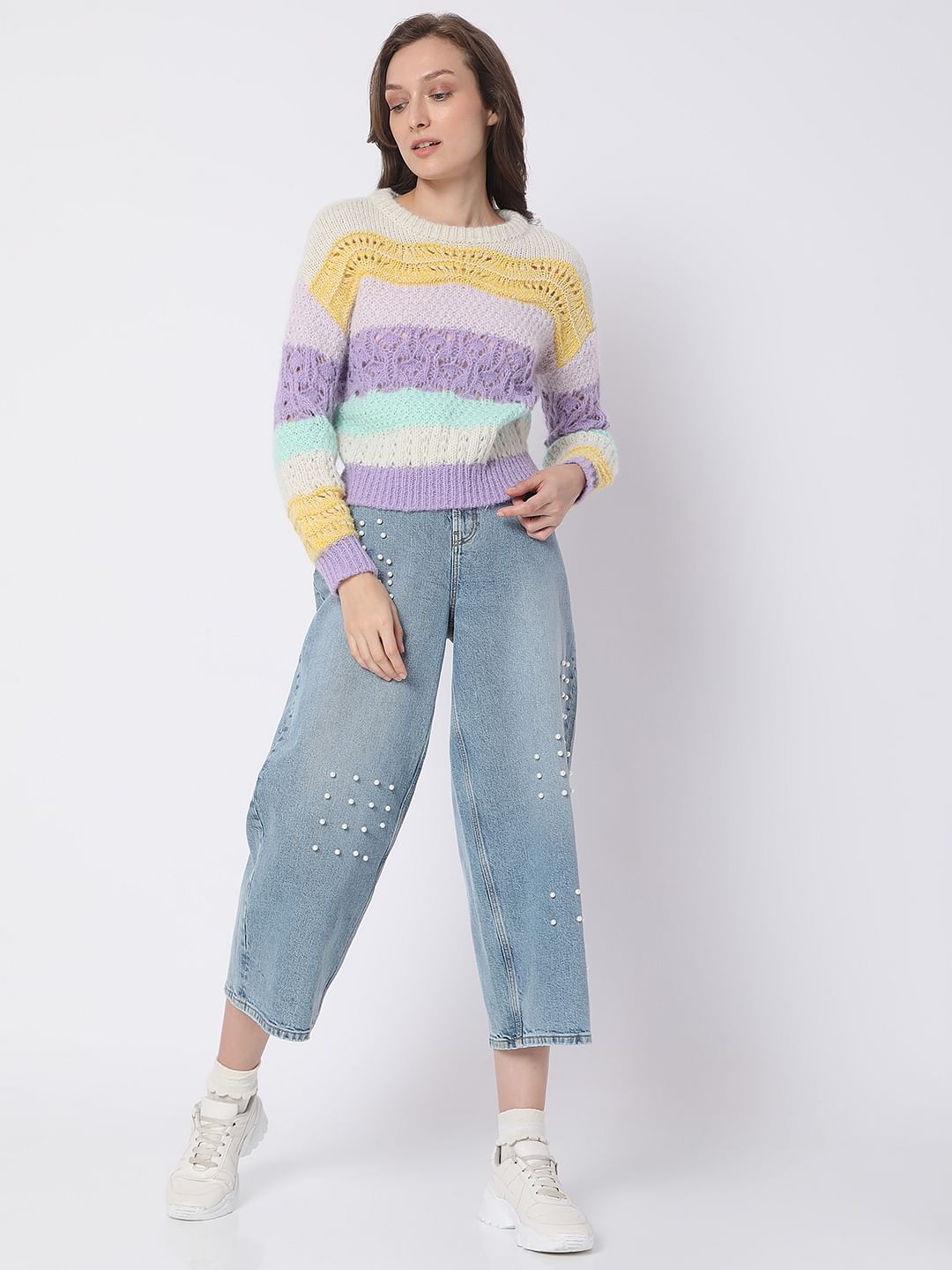 Yellow Colourblocked Sweater