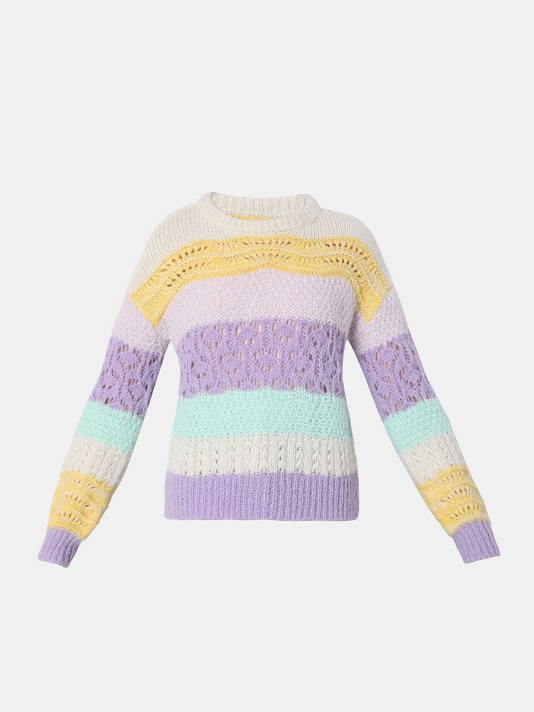 Yellow Colourblocked Sweater