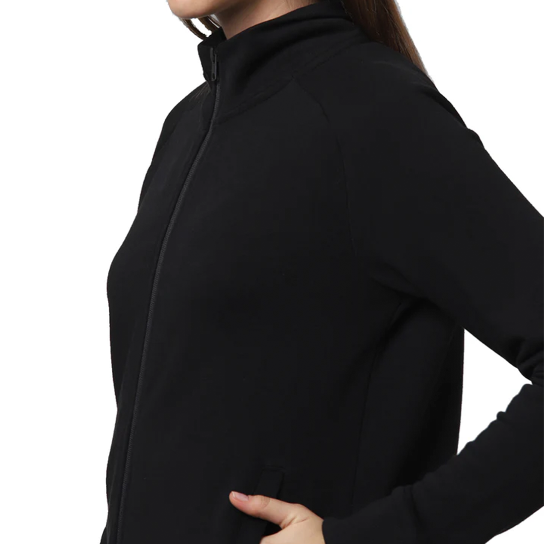 Black High Neck Zip-Up Jacket