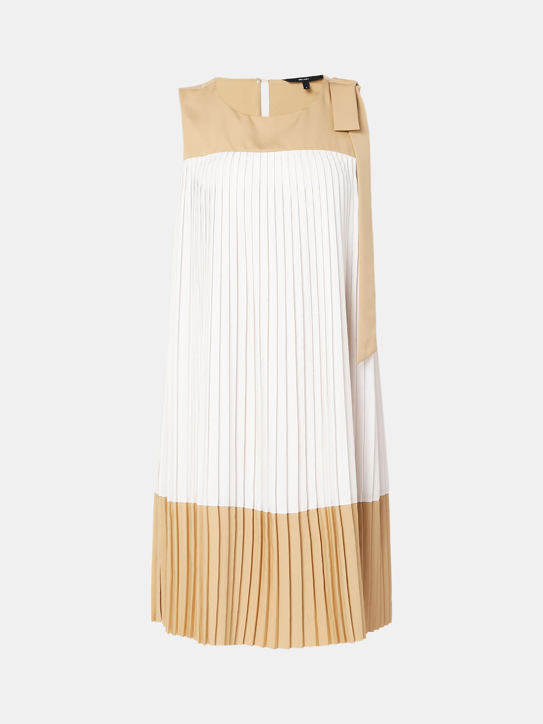 Beige Pleated Dress