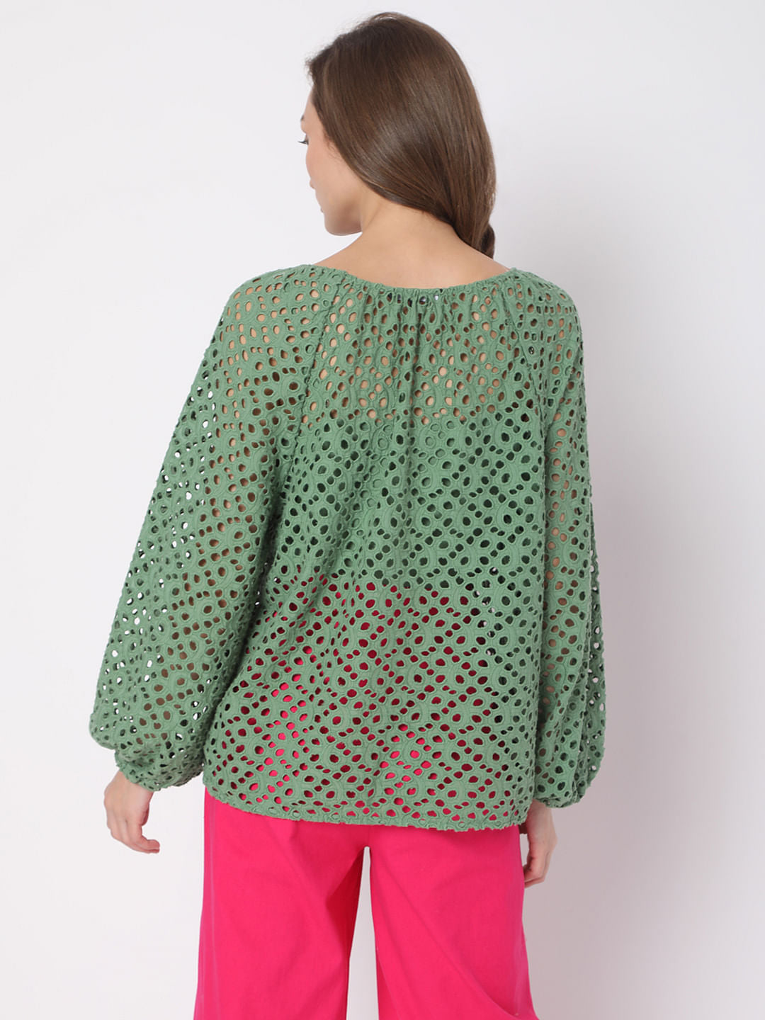 Green Schiffli Top