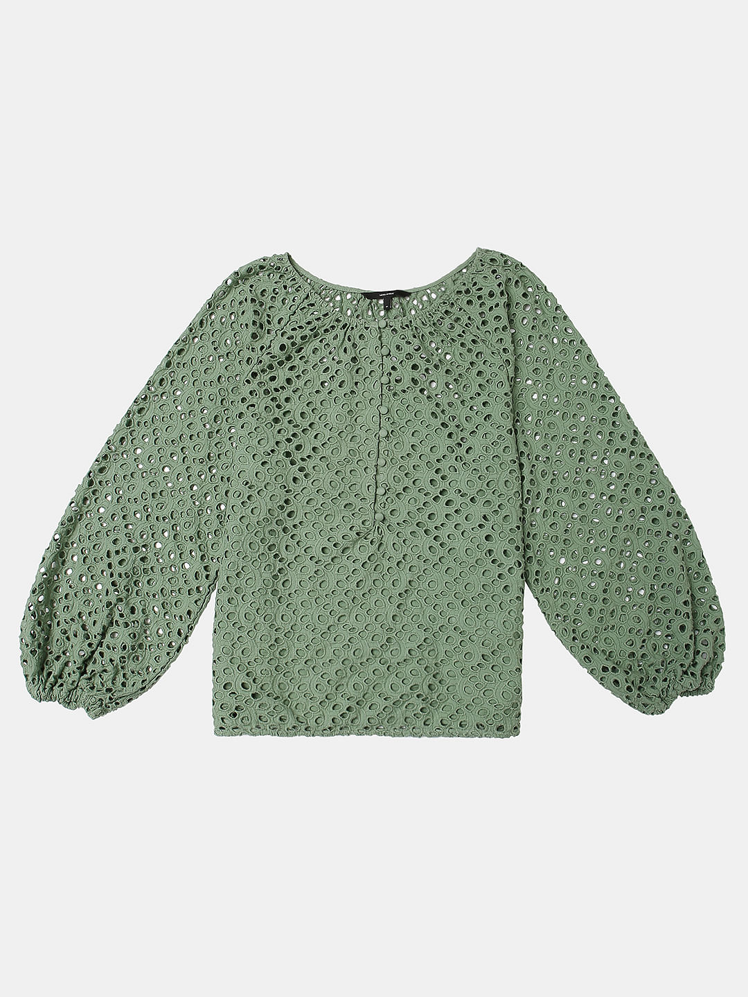 Green Schiffli Top