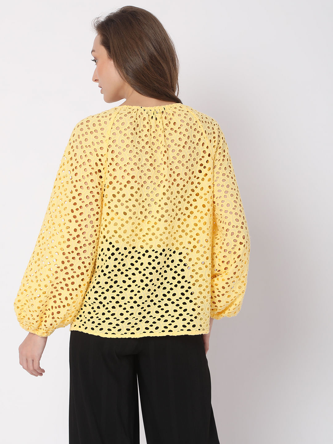 Yellow Schiffli Top