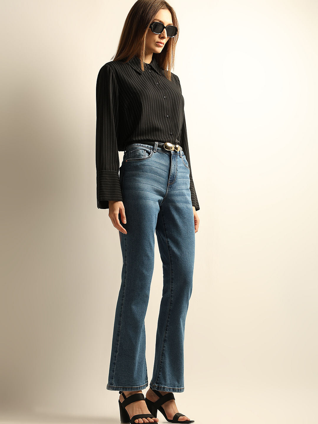 Blue Mid Rise Petra Bootcut Jeans