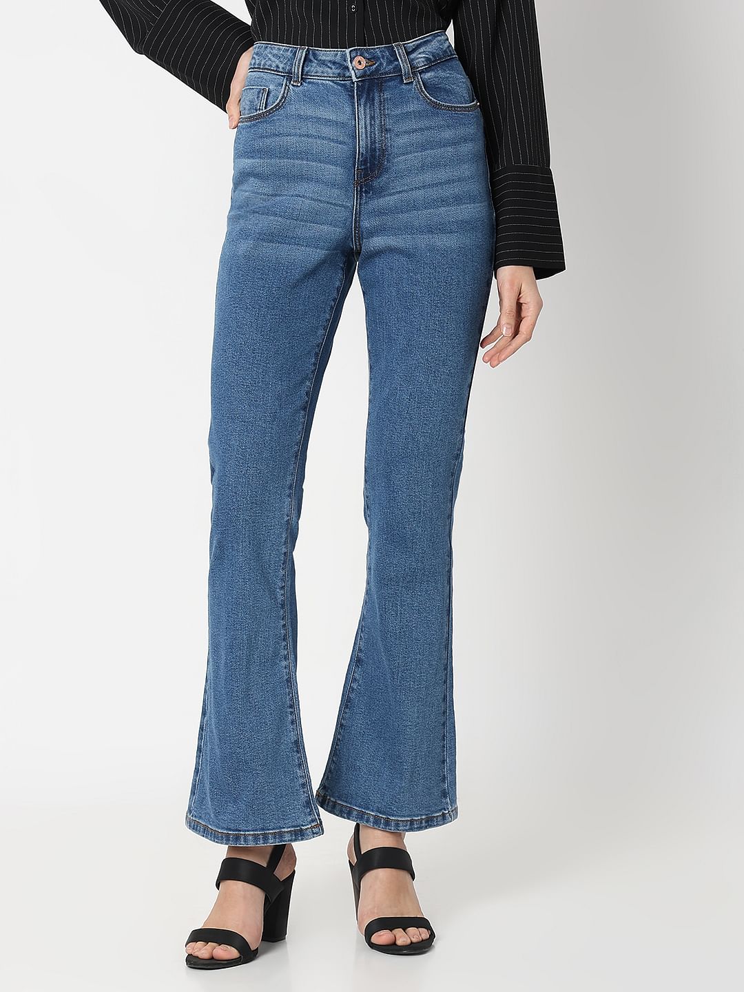 Blue Mid Rise Petra Bootcut Jeans