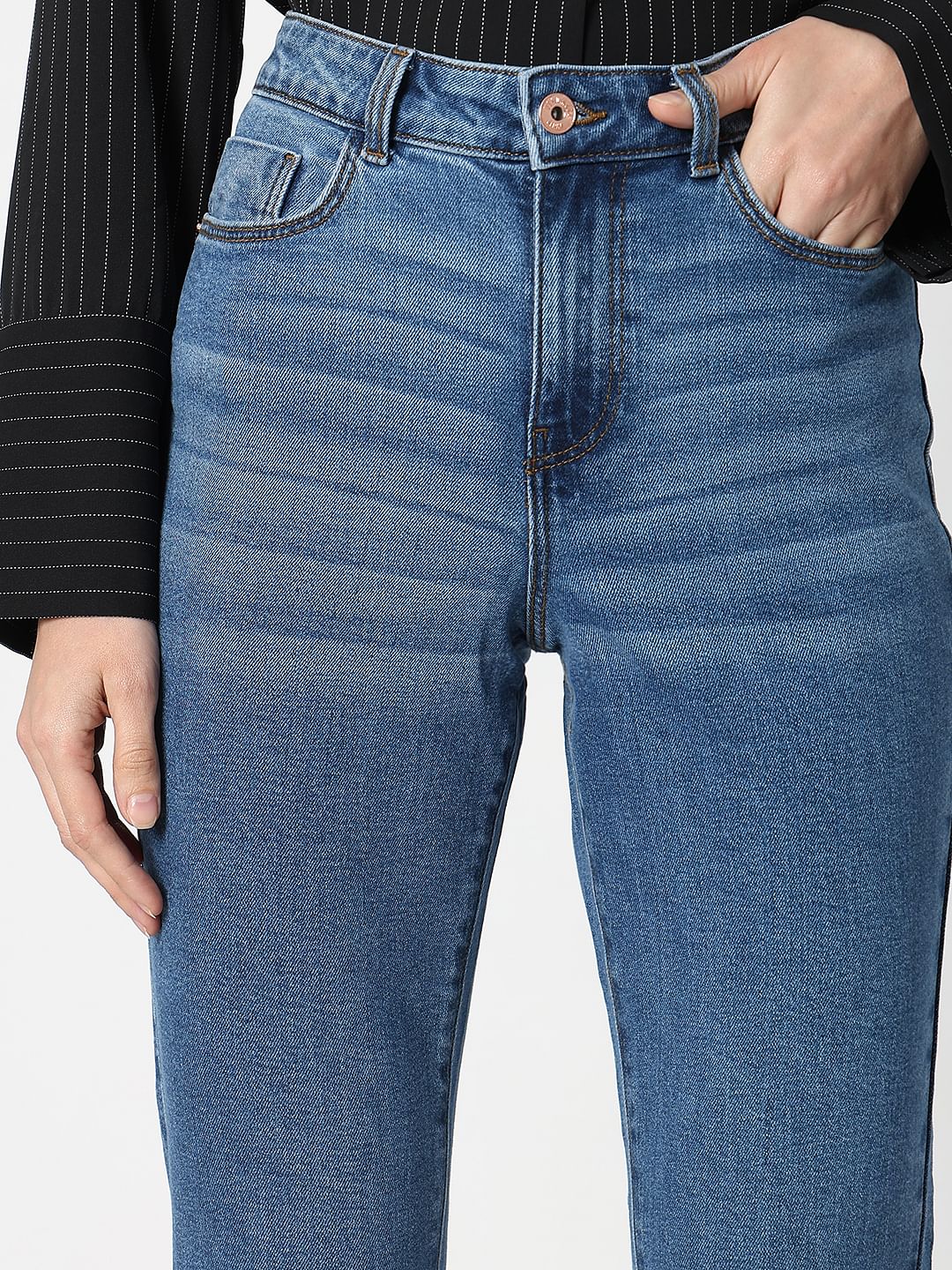 Blue Mid Rise Petra Bootcut Jeans