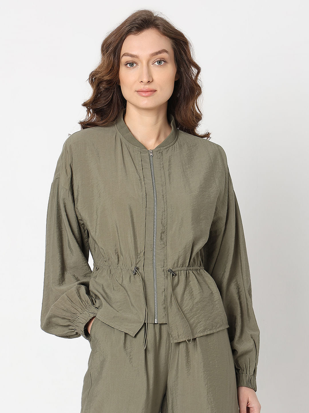 Khaki Bomber Co-Ord Set Jacket