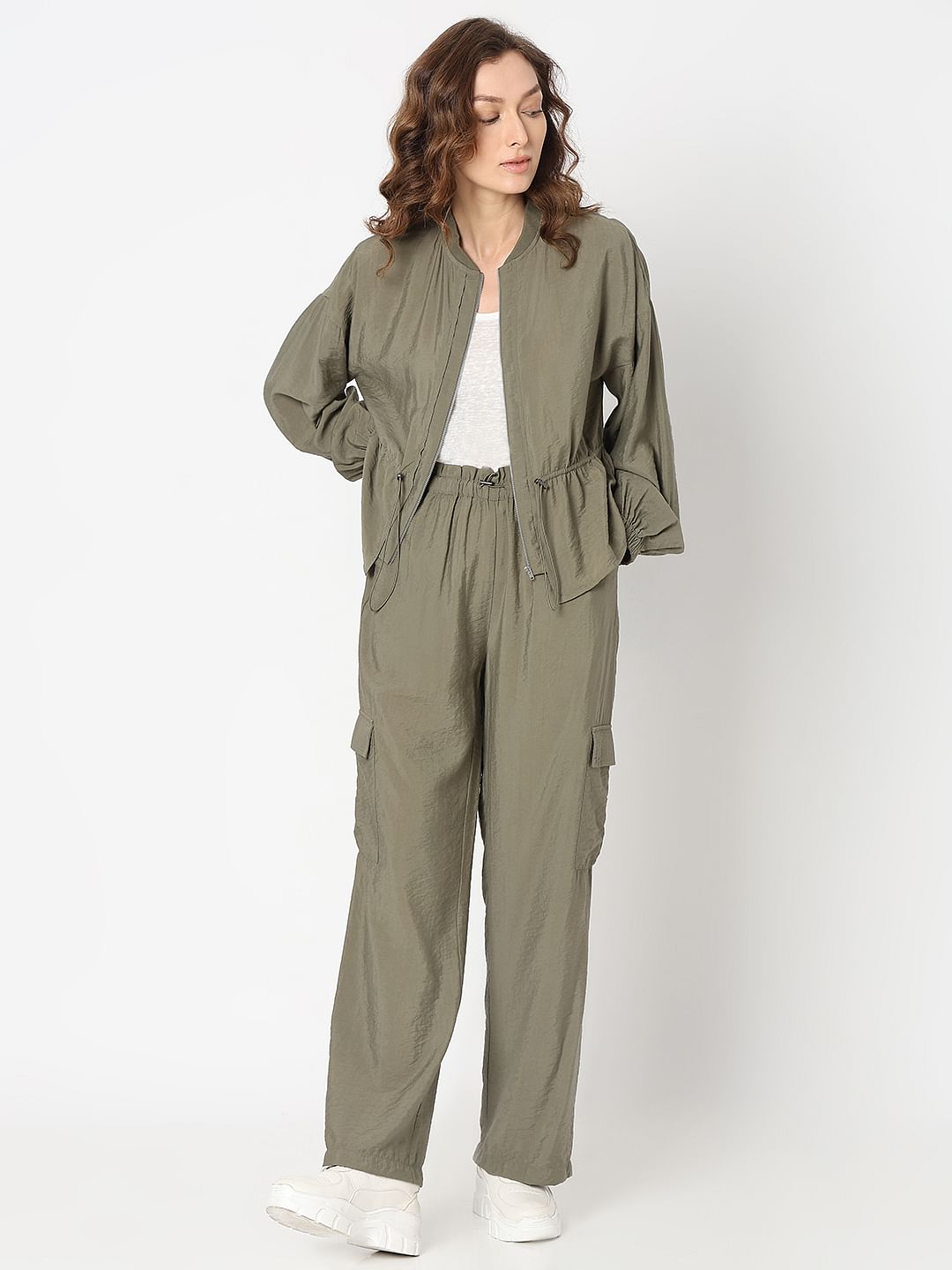 Khaki Bomber Co-Ord Set Jacket