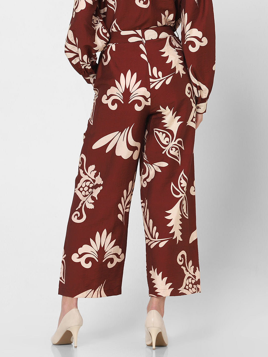 Dark Brown Printed Co-Ord Set Pants
