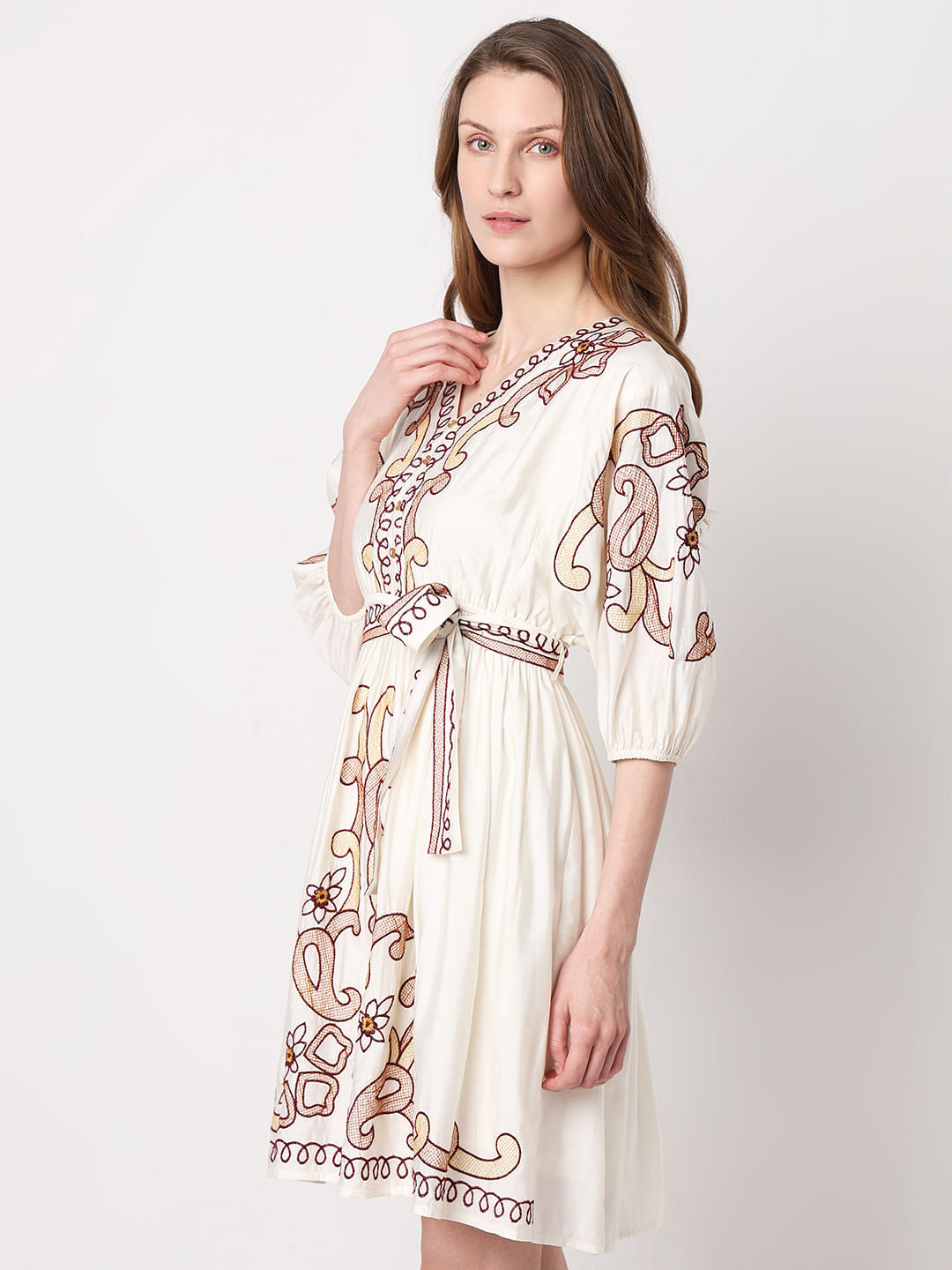 White Embroidered Print Shirt