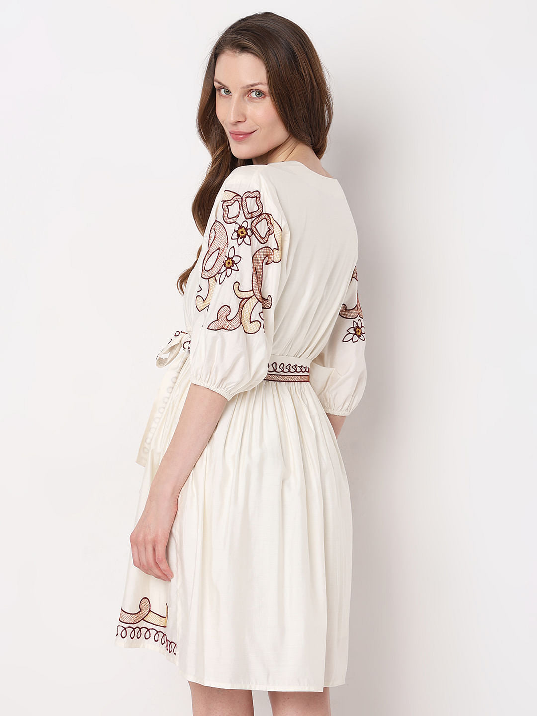 White Embroidered Print Shirt
