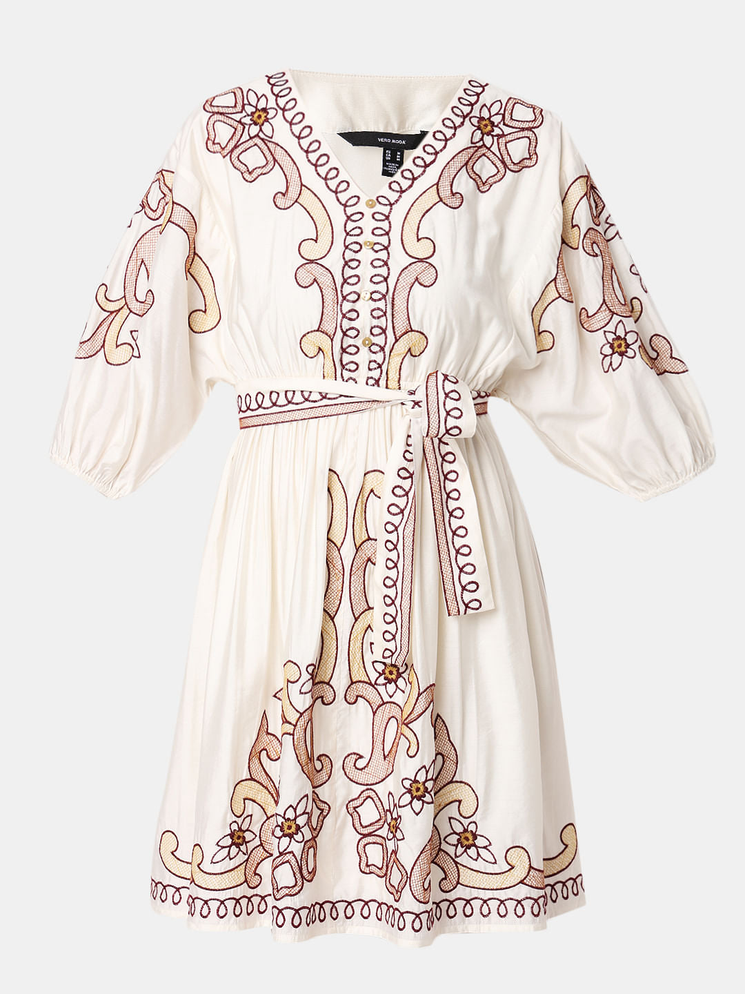 White Embroidered Print Shirt