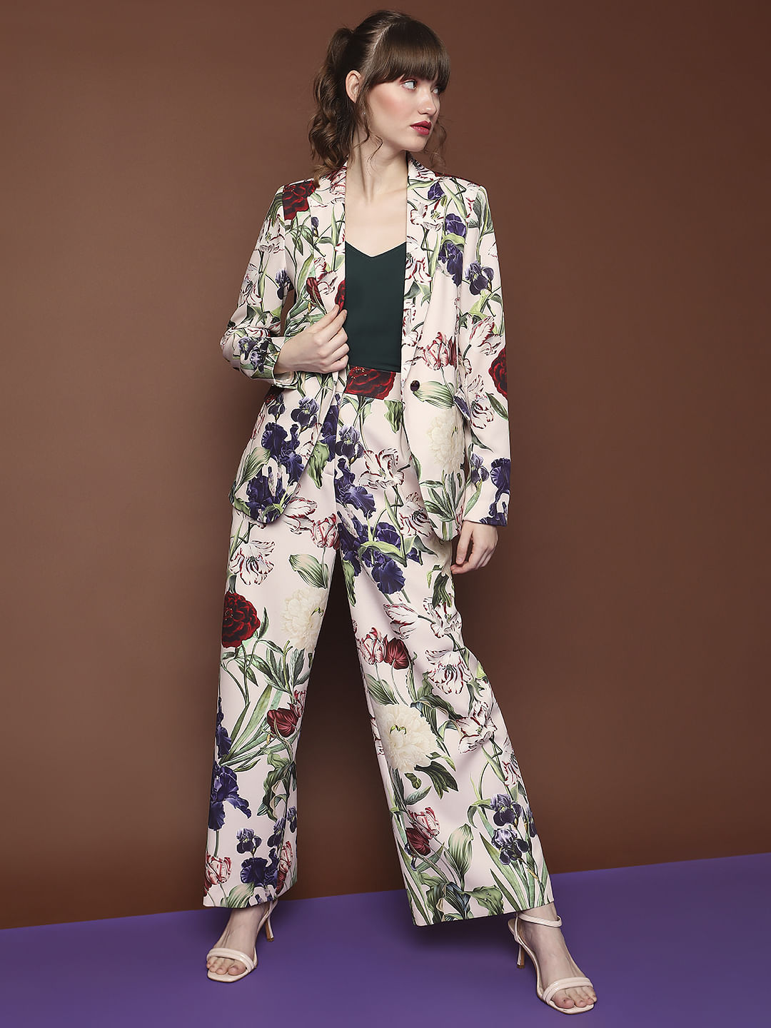 Marquee Beige Floral Blazer