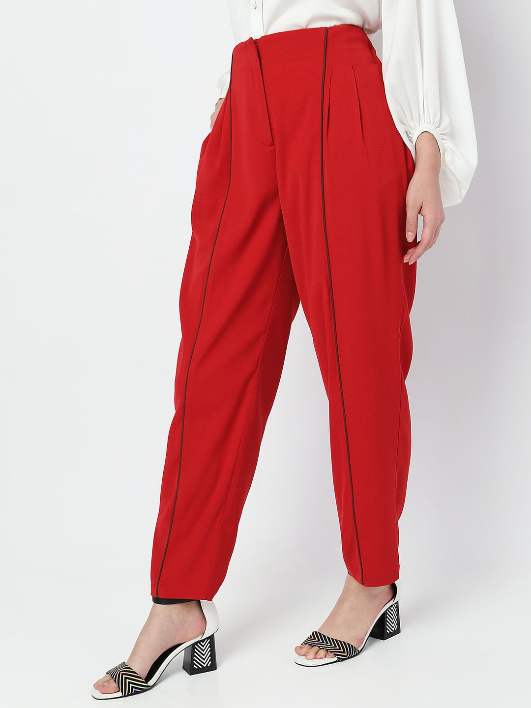 Red High Rise Anti Fit Co-Ord Set Pants
