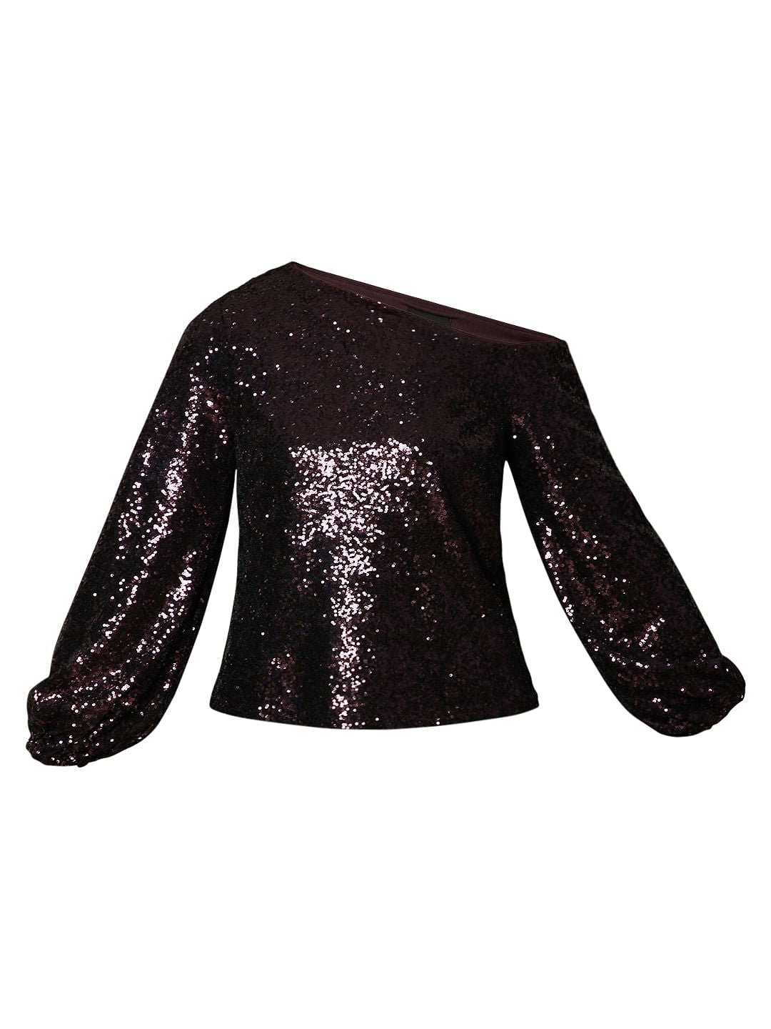 Marquee Deep Pink Sequin Detail One Shoulder Top