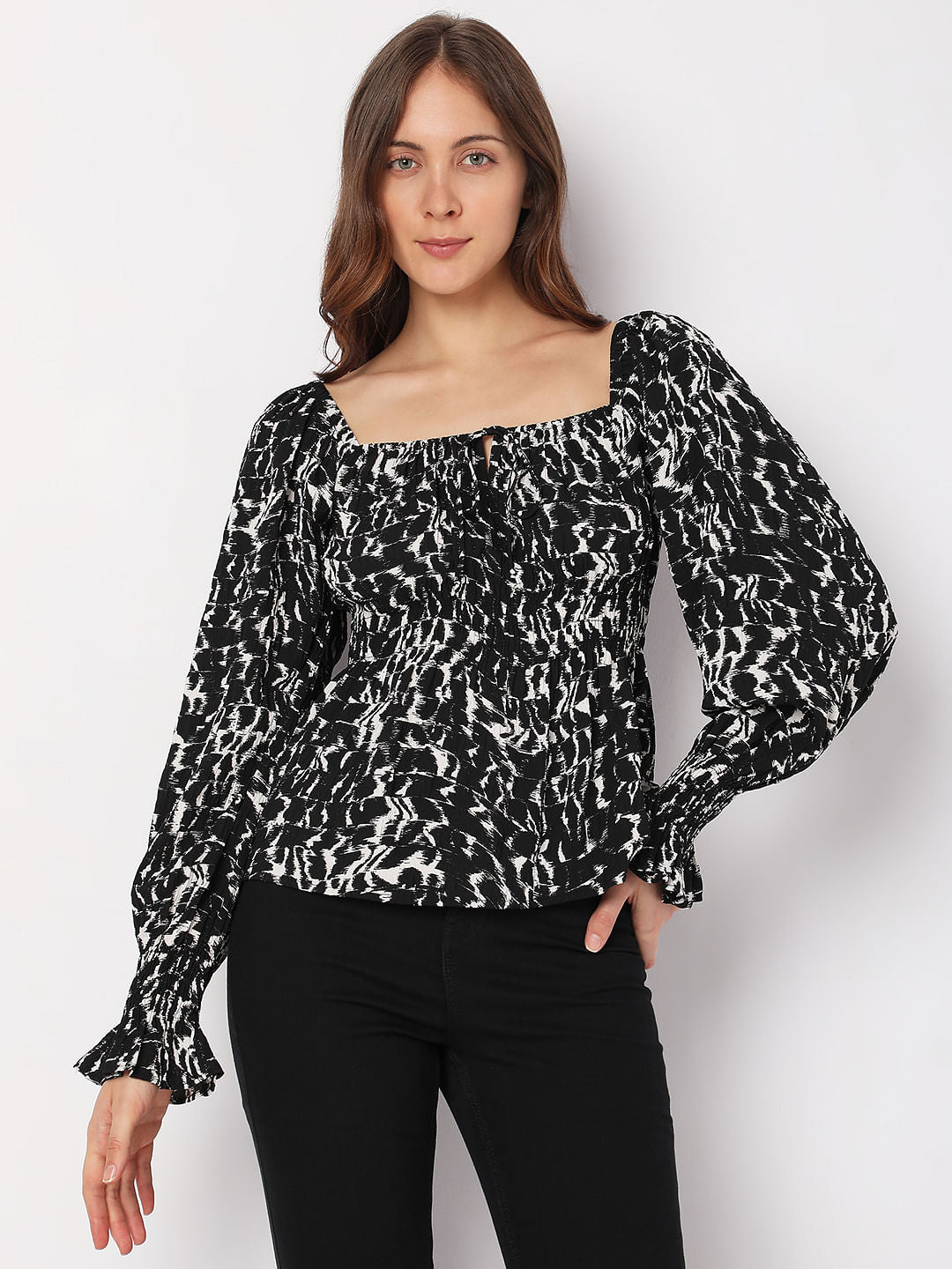Black Printed Top