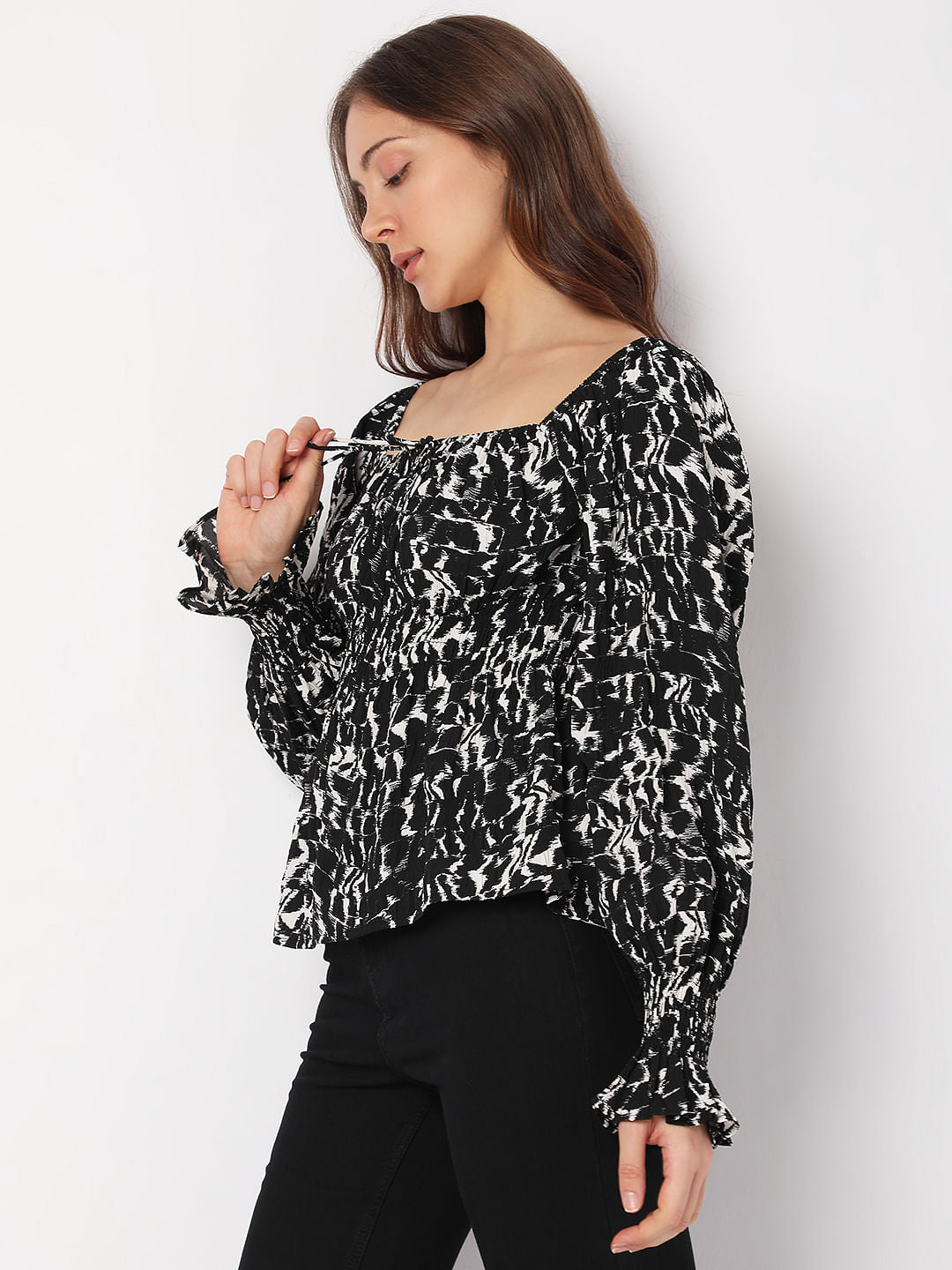 Black Printed Top