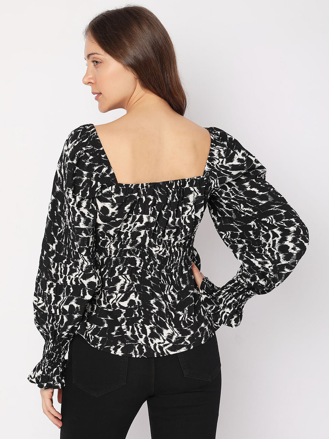 Black Printed Top
