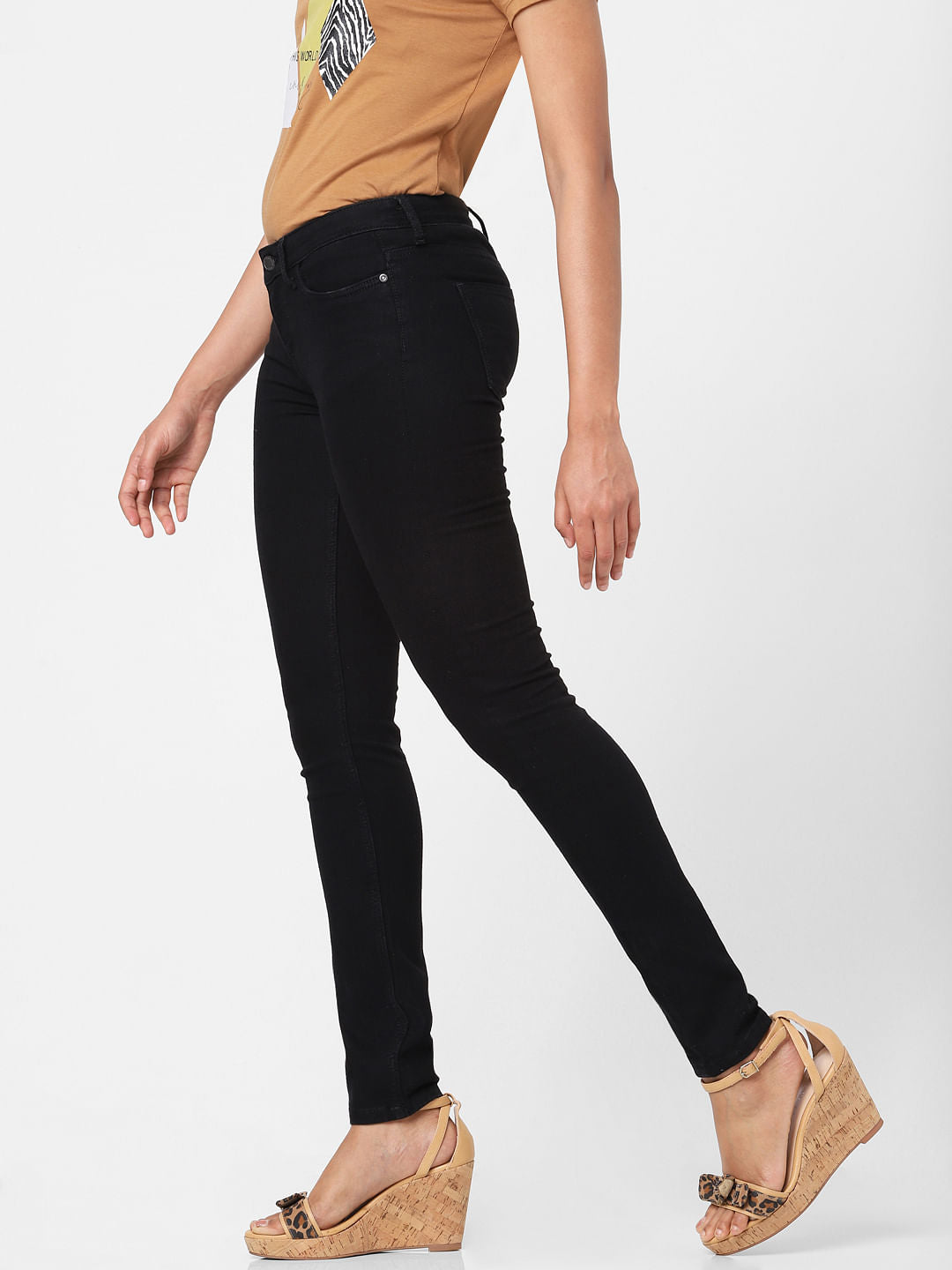 Black Mid Rise Skinny Jeans