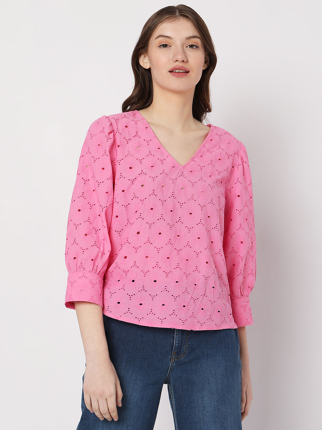 Pink Schiffli Top