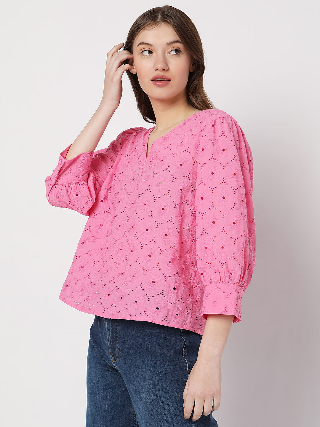 Pink Schiffli Top