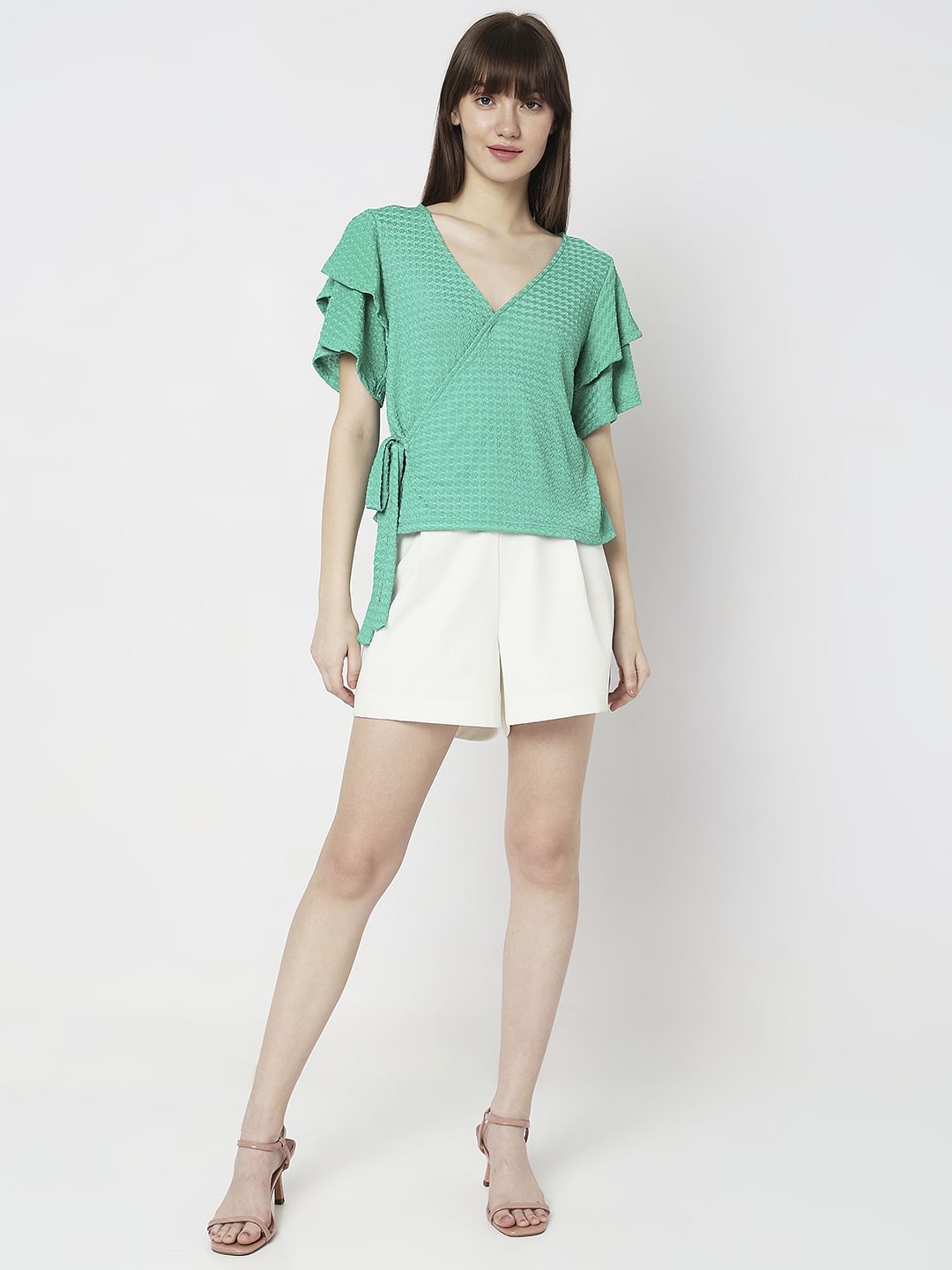 Green Textured Knit Top
