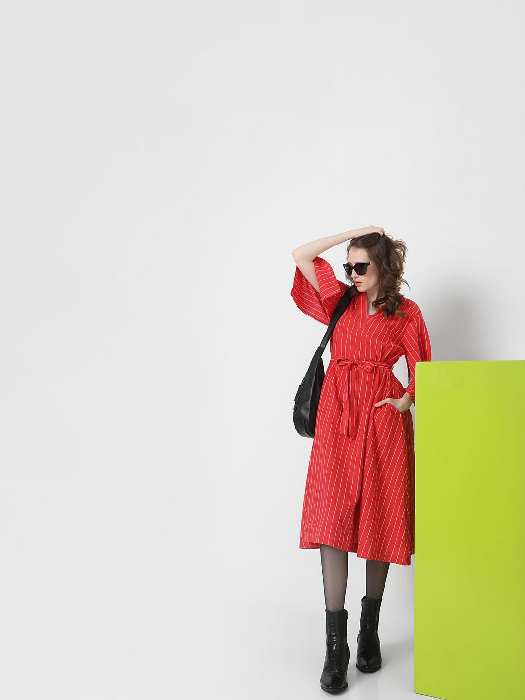 Red Striped Midi Dress