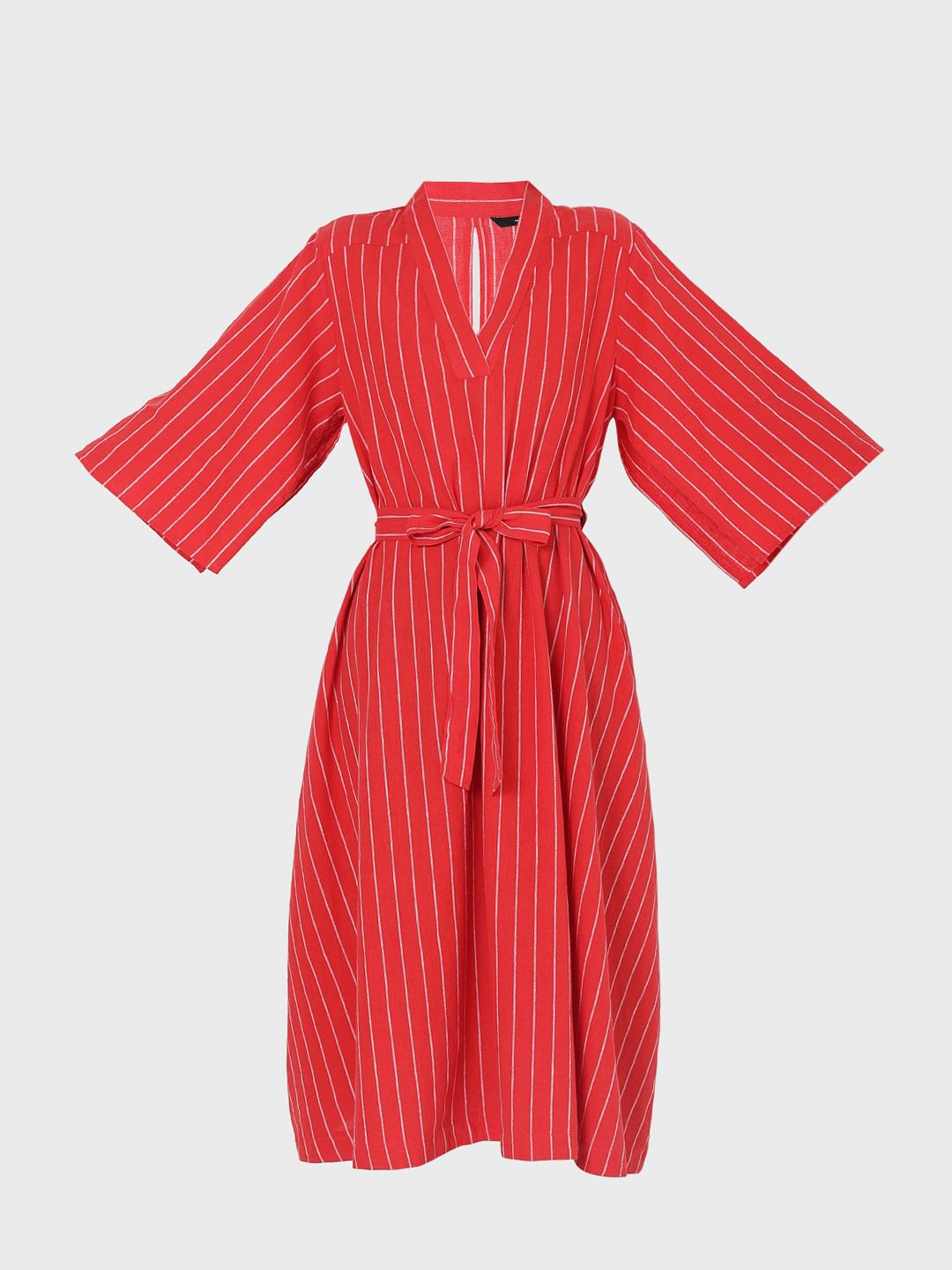 Red Striped Midi Dress