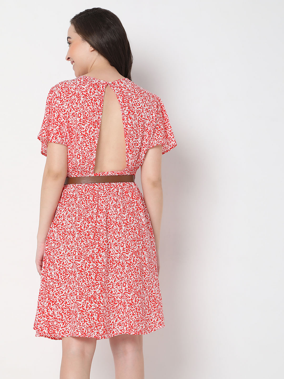 Red Floral Print Shift Dress